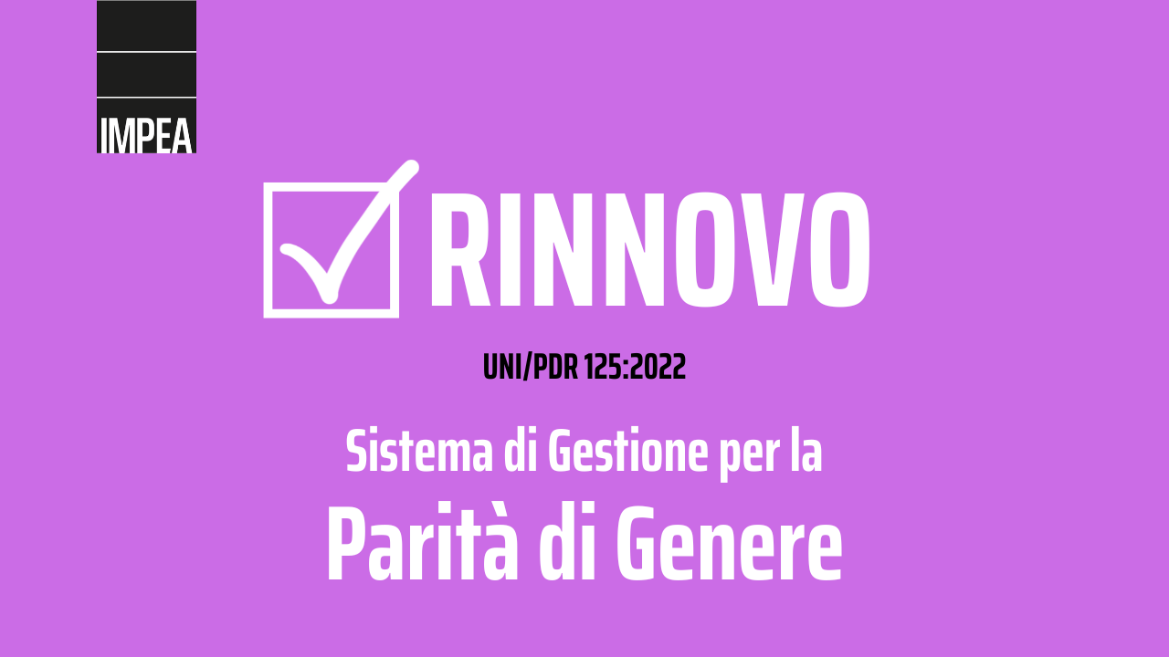 Rinnovo certificazione Parità di Genere